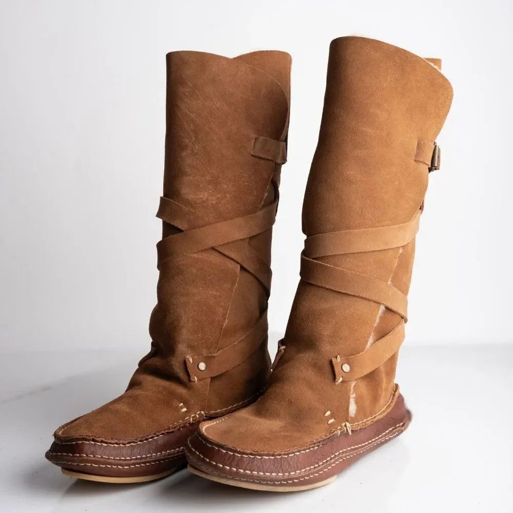 J. Crew Womens Suede Gstaad Boots Moccassin Burnt Sienna Brown midcalf US 9 NWB